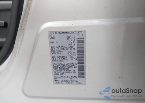 2014 Infiniti Qx60 из США, поврежденный, VIN 5N1AL0MN1EC534692